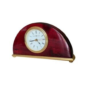 Vintage Howard Miller Office Clock Alarm High Gloss Cherry Wood Brass Mantle